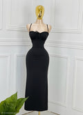 Vestido Largo Ajustado con Escote Fruncido
