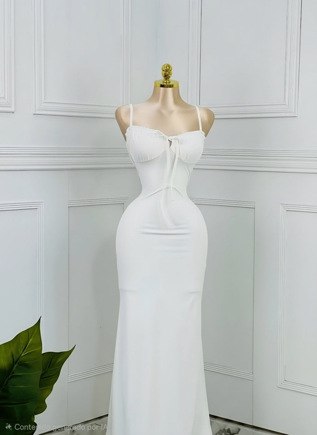 Vestido Largo Ajustado con Escote Fruncido